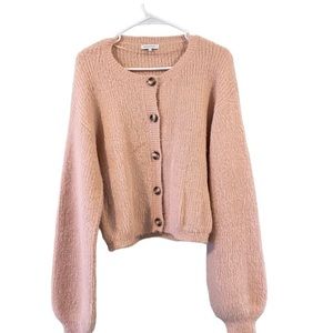 Crescent Blush Pink Button Down Cardigan Sweater Sz S